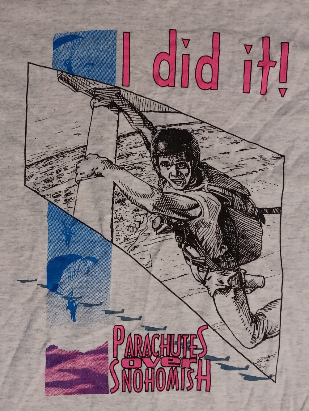 vintage single stitch sky diving t-shirt parachute XL